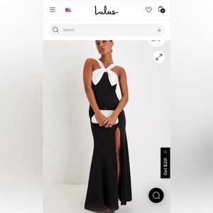 Lulu's Black and White Bow Mermaid Gown